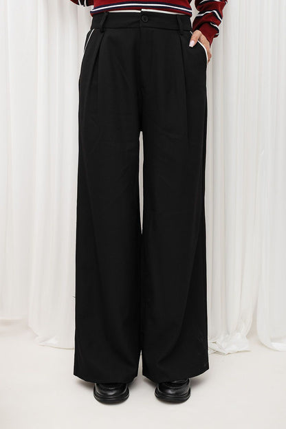 Italy Moda Black Wide-Leg Trousers
