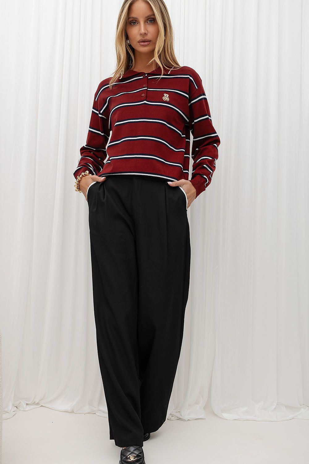 Italy Moda Black Wide-Leg Trousers – view 2