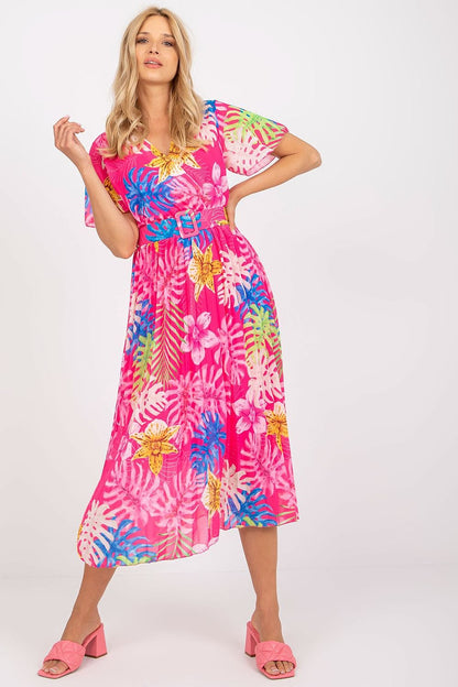 Tropical Print Wrap Maxi Dress