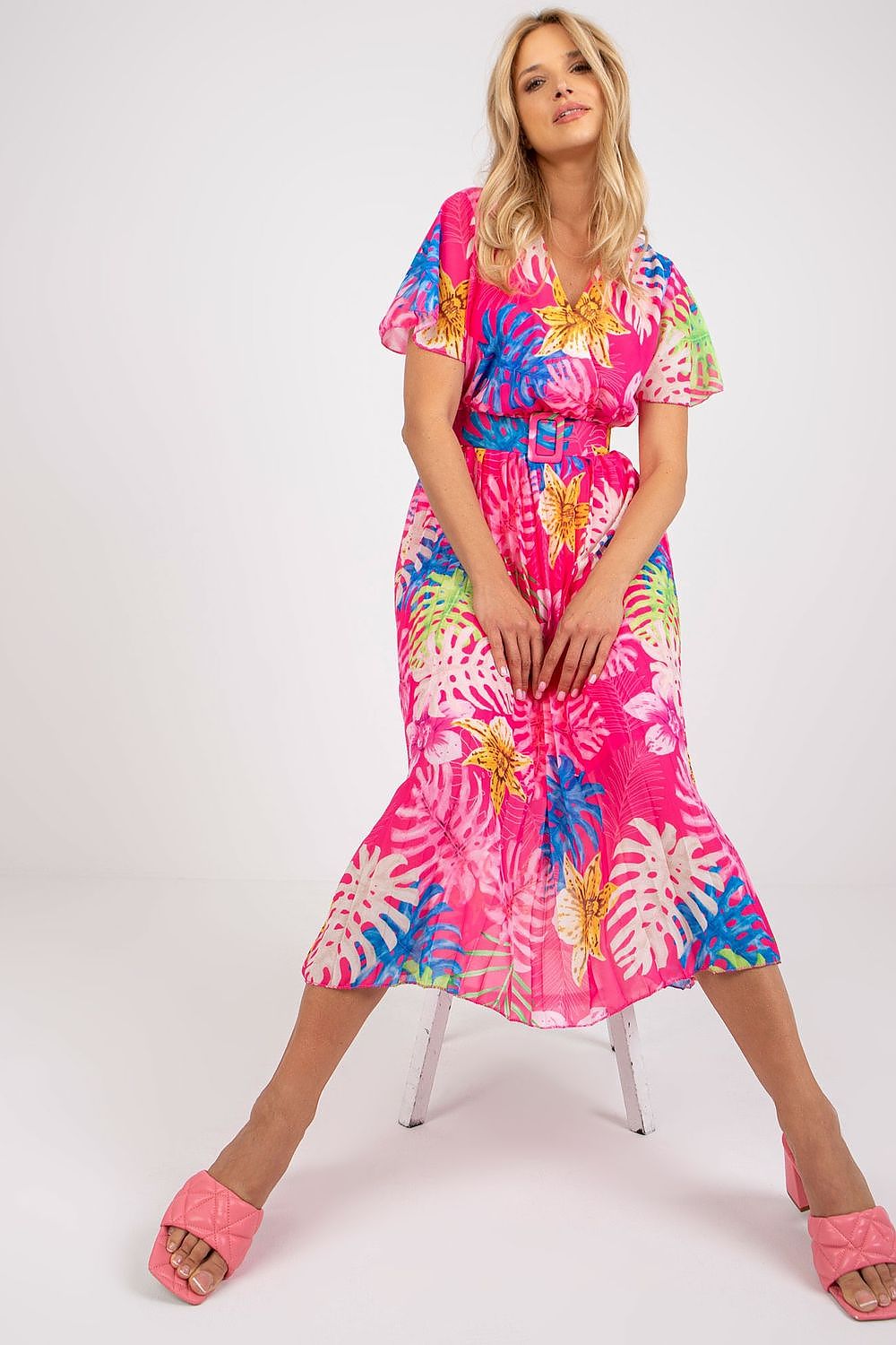 Tropical Print Wrap Maxi Dress – view 2