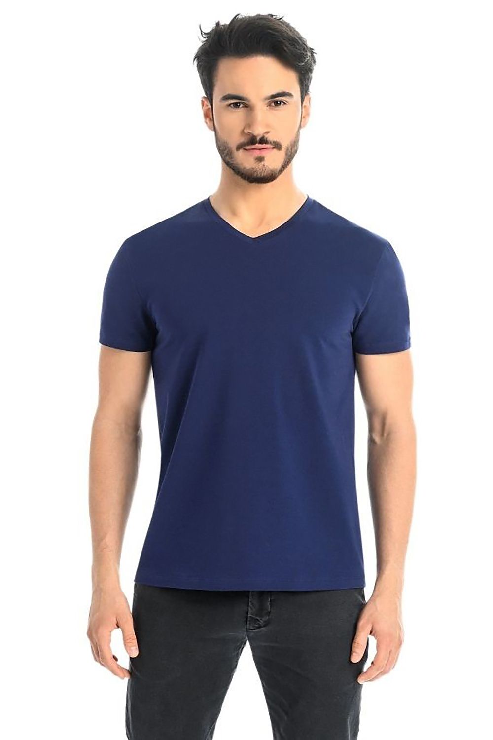 Soft cotton Teyli blue t-shirt front view - versatile wardrobe essential
