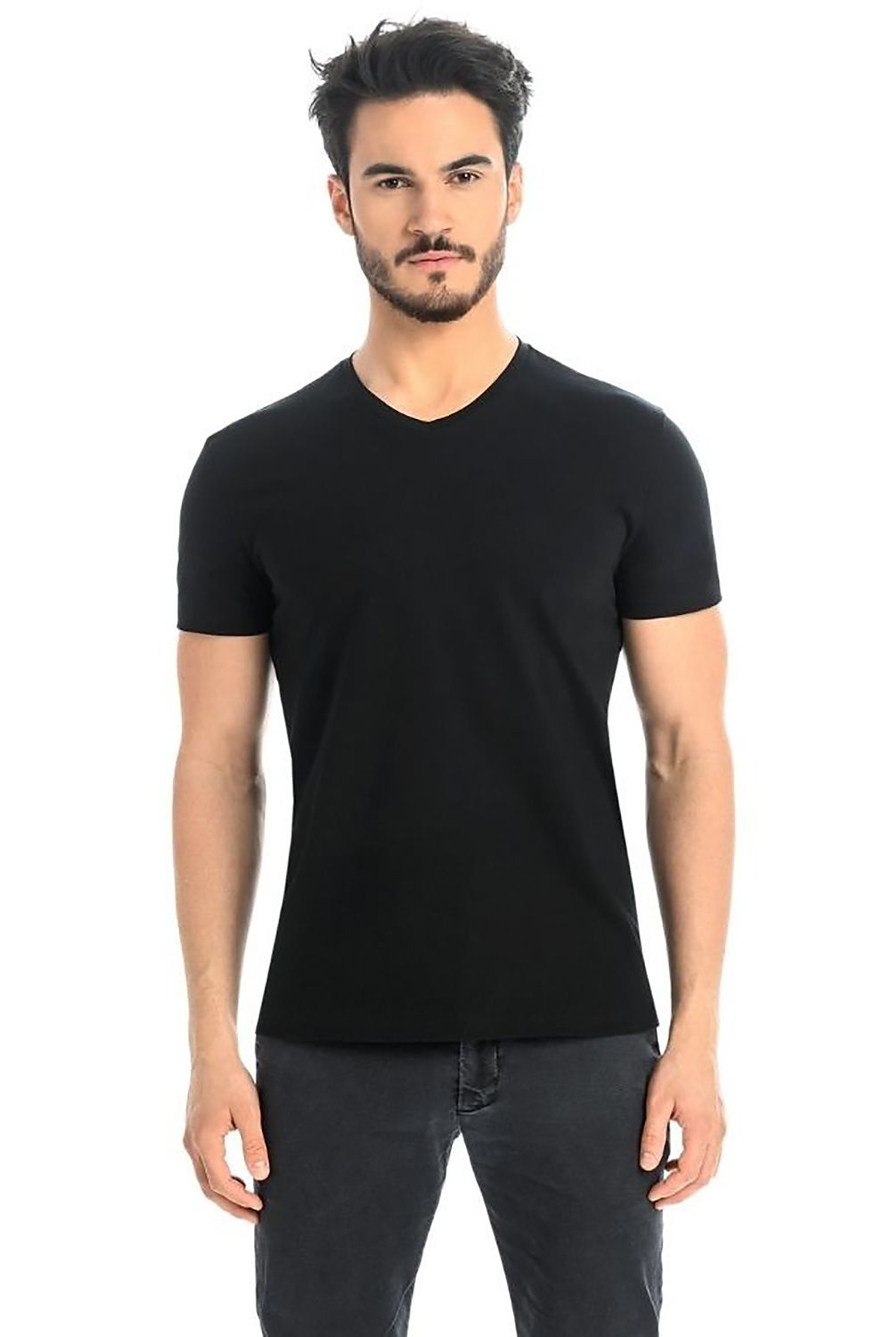 Close-up of Black t-shirt fabric texture - premium cotton quality