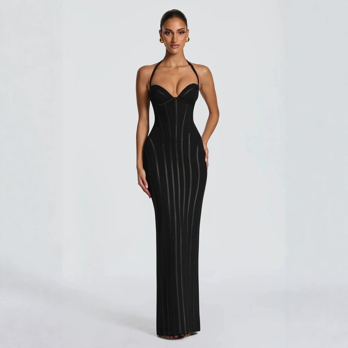 Corset Halter Fishtail Maxi Gown – view 5