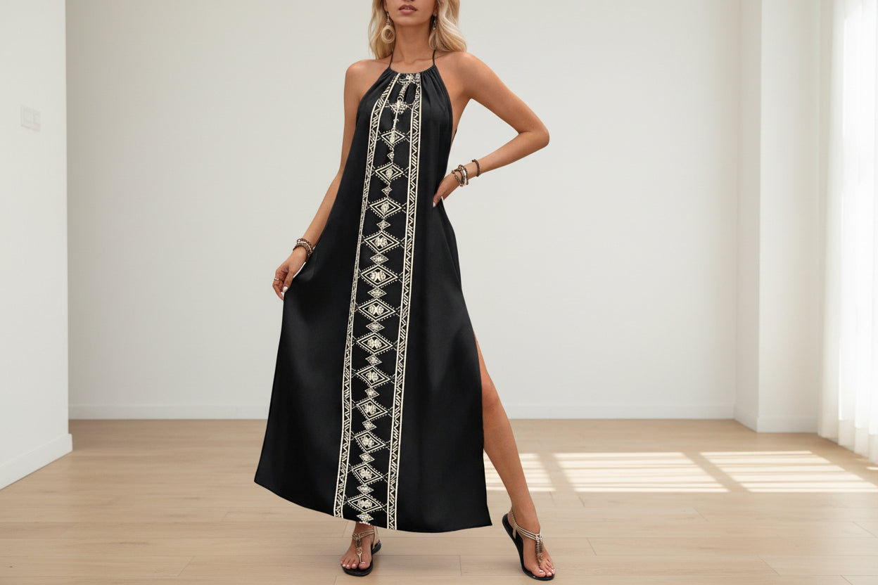 Elegant  gown with thigh slit - women's formal dress for galas and upscale events

