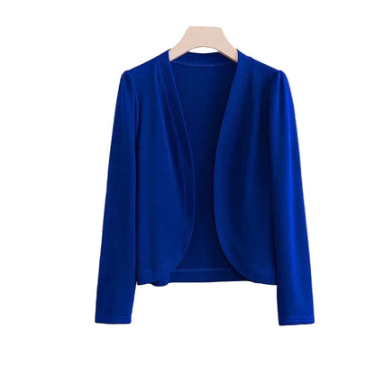 Solid red short shawl cardigan for women in Japanese Korean casual style
