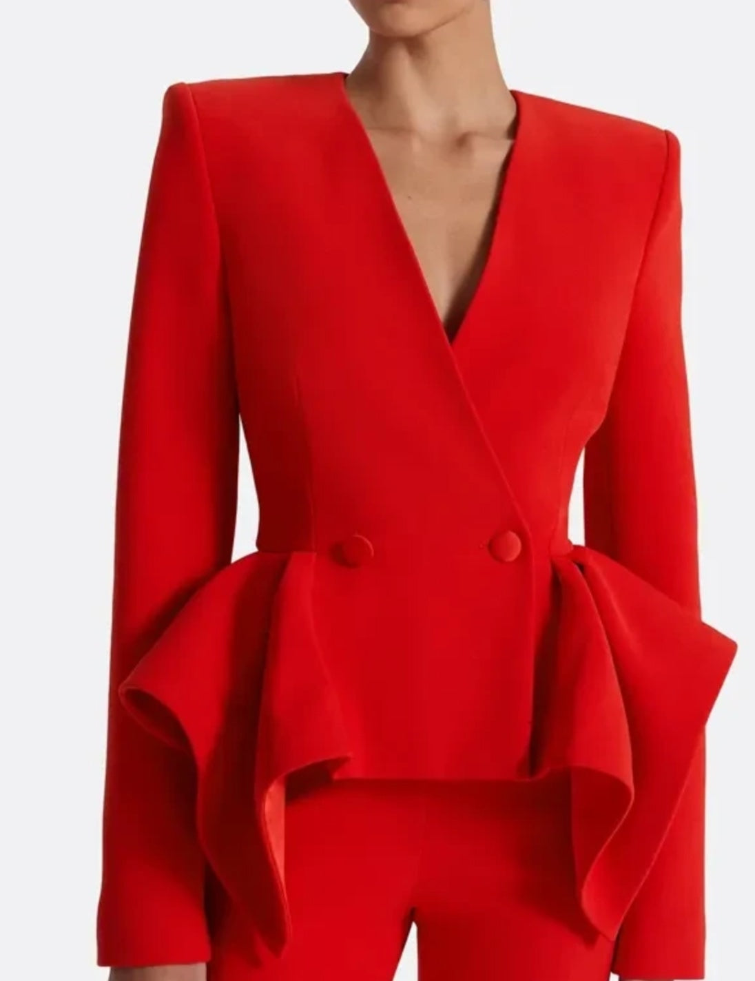 Red Asymmetric Blazer & Trouser Suit – view 3
