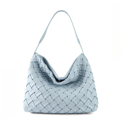 Light blue woven handbag 