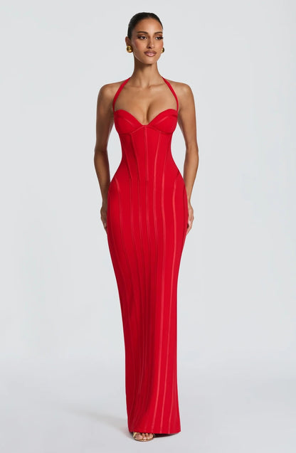 Corset Halter Fishtail Maxi Gown