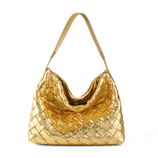 gold luxurious leather shoulder bag 