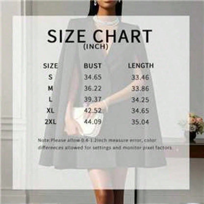 Size chart overlay on a person wearing a  dress with measurements.
