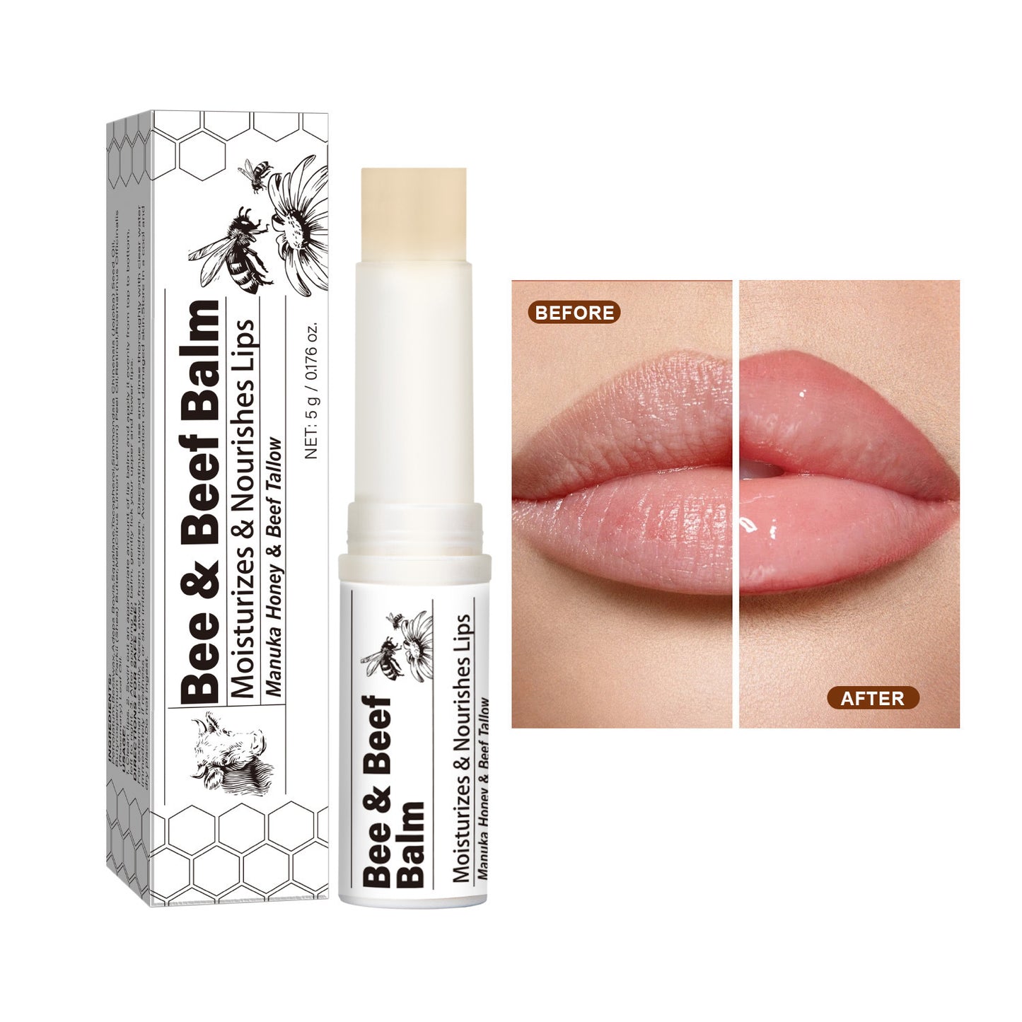 Compact organic lip balm with nourishing tallow