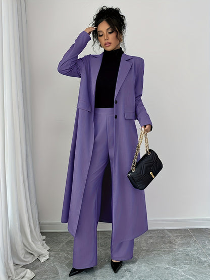 Long Tailored Coat & Wide-Leg Trouser Set