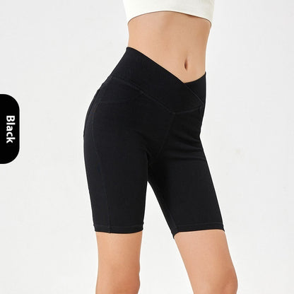 Elastic denim shorts women high waist cycling shorts for gym and bike

