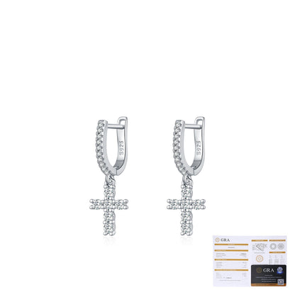 Silver cross earrings with a GRA certificate 