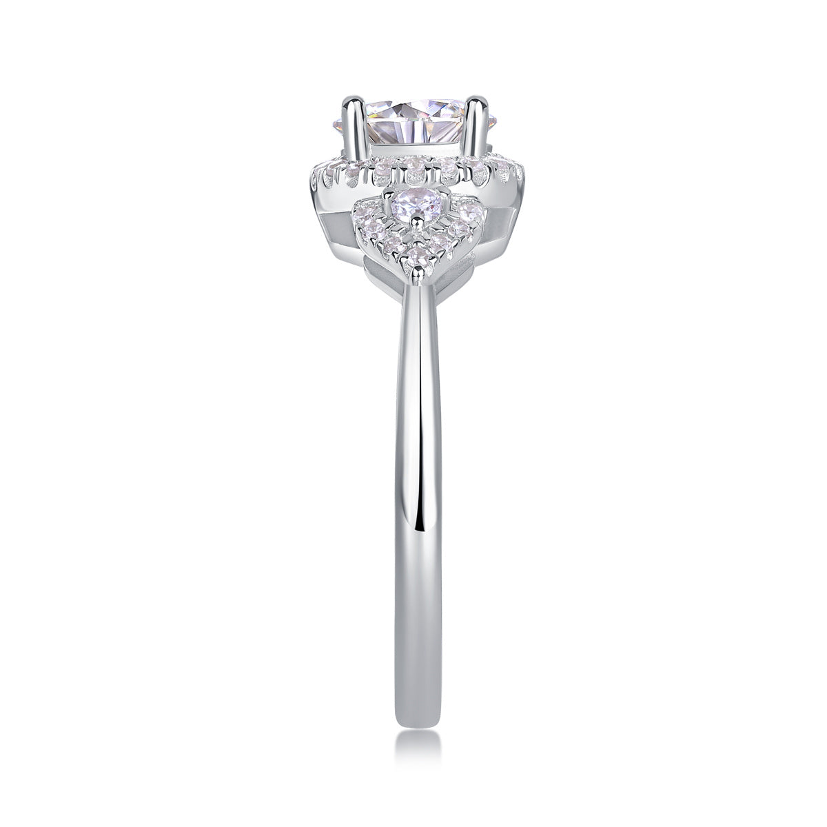 Sterling silver bridal ring with big moissanite diamond