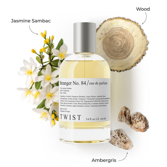 Stranger No. 84 perfume bottle with jasmine sambac and amber notes


