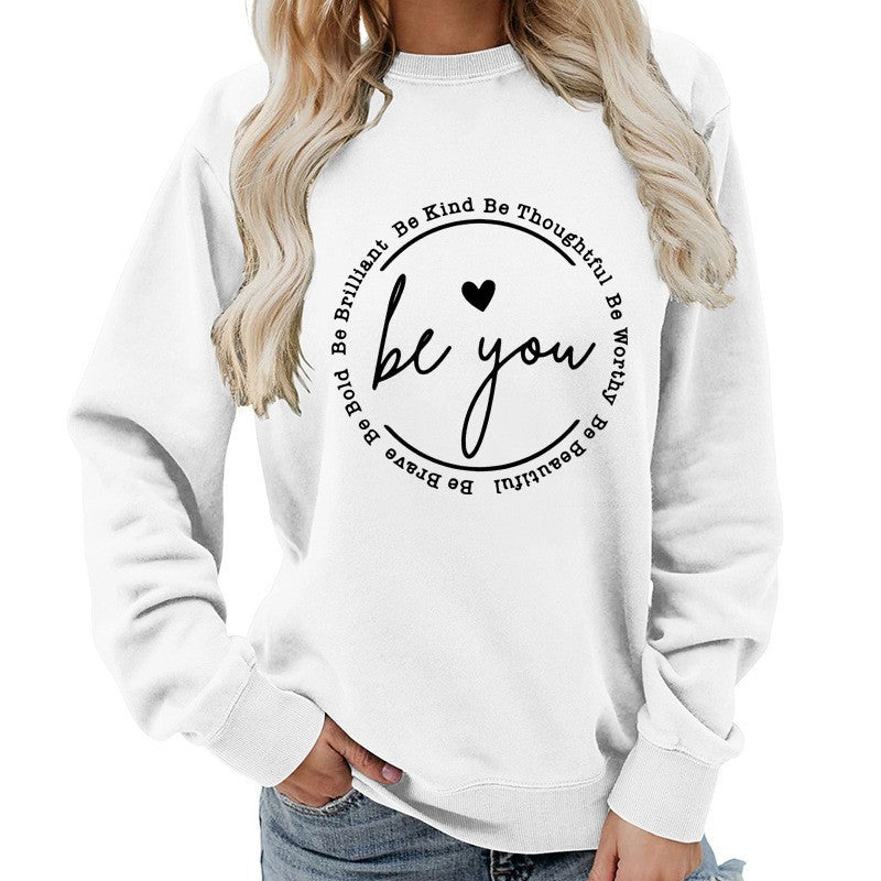 "Be You" Letter Print Crew Neck Sweatshirt – photo 2