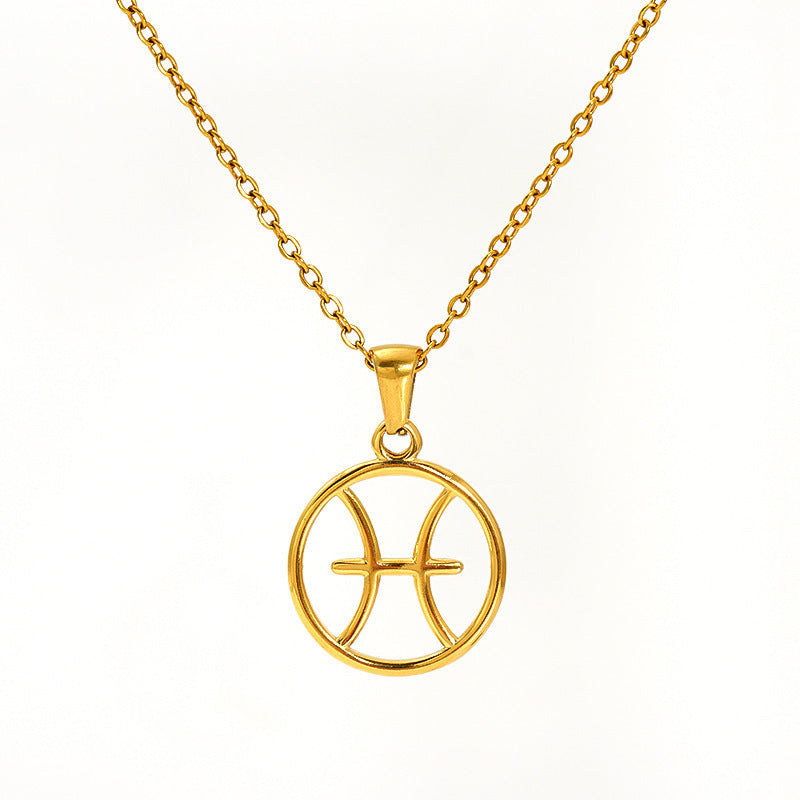 Gold necklace with a zodiac symbol pendant 