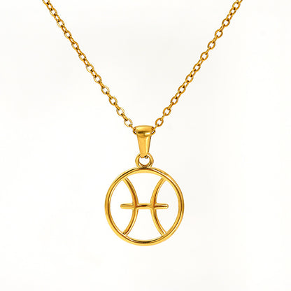 Gold necklace with a zodiac symbol pendant 