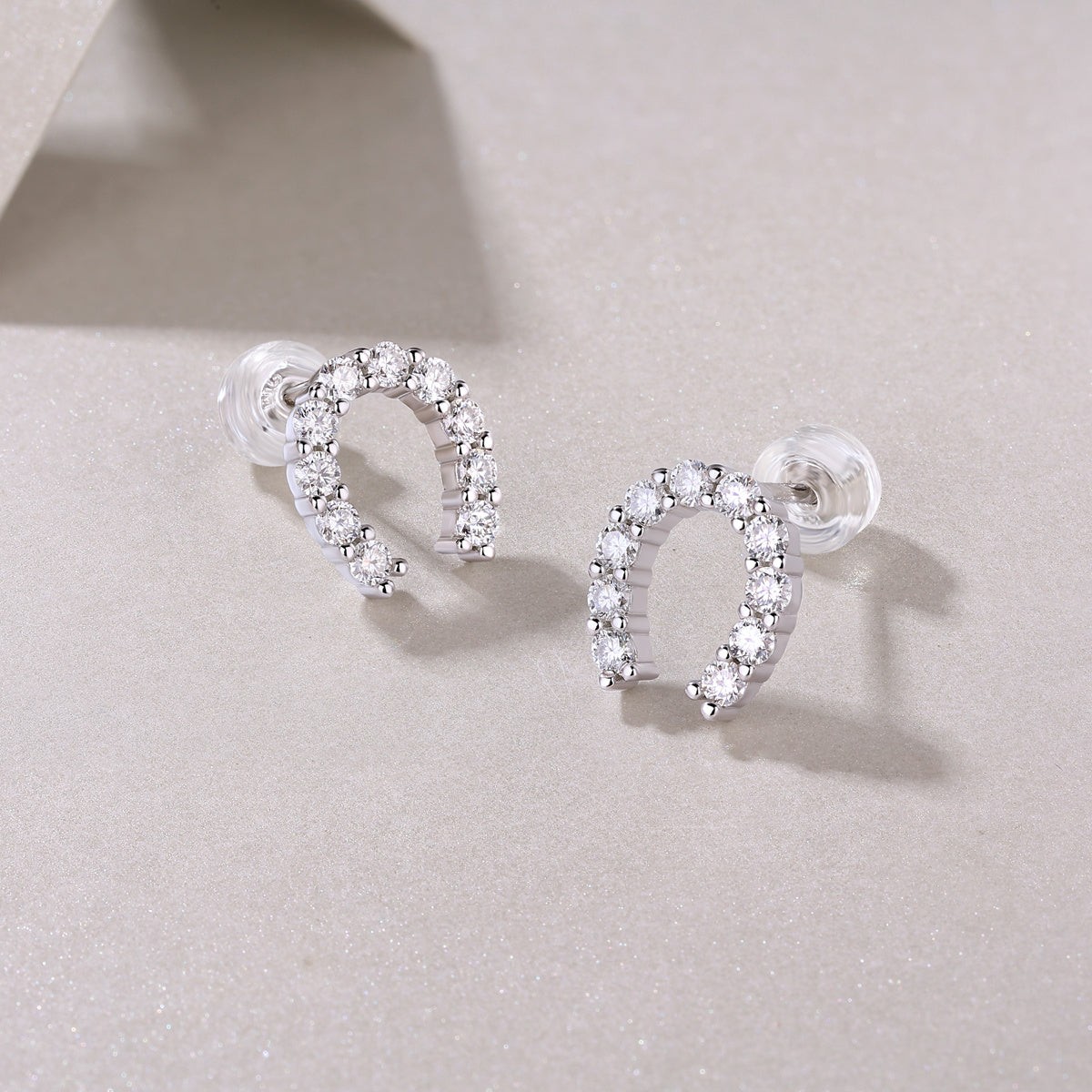 Horseshoe diamond style earrings in sterling silver