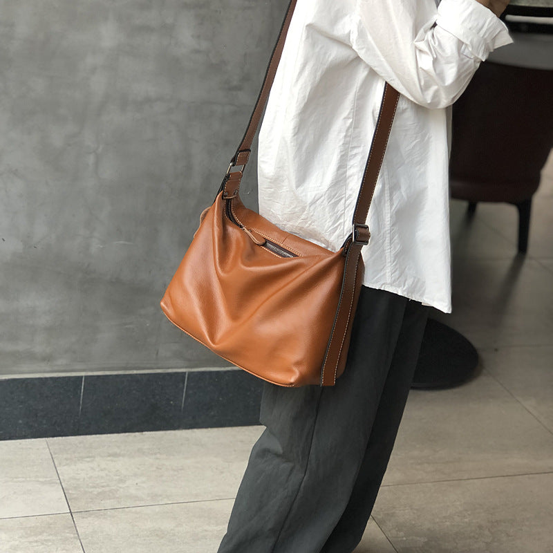 Large-Capacity Minimalist Genuine Leather Shoulder Crossbody Bag – view 3