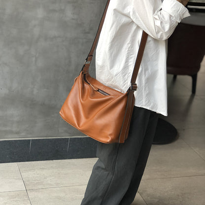 Slouchy Genuine Leather Shoulder Bag