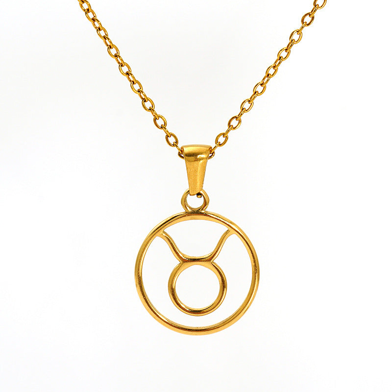 Gold Taurus zodiac pendant on a chain 