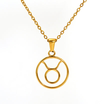 Gold Taurus zodiac pendant on a chain 