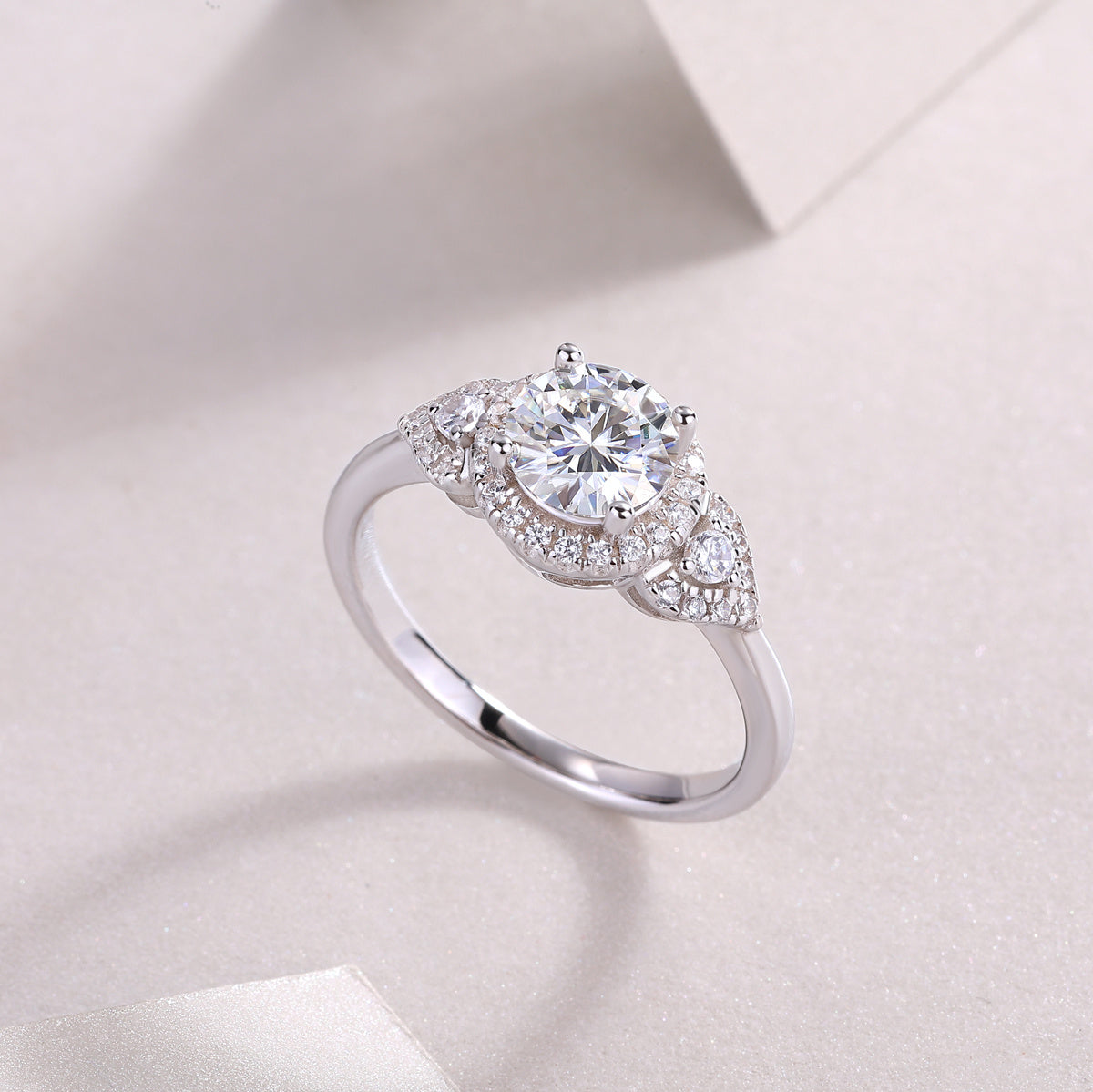 Elegant large moissanite bridal ring for weddings