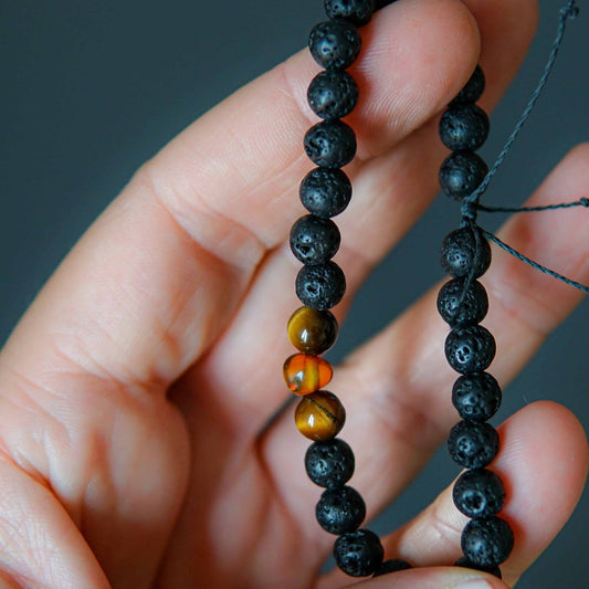  Amber and Tiger Eye men lava bracelet 
