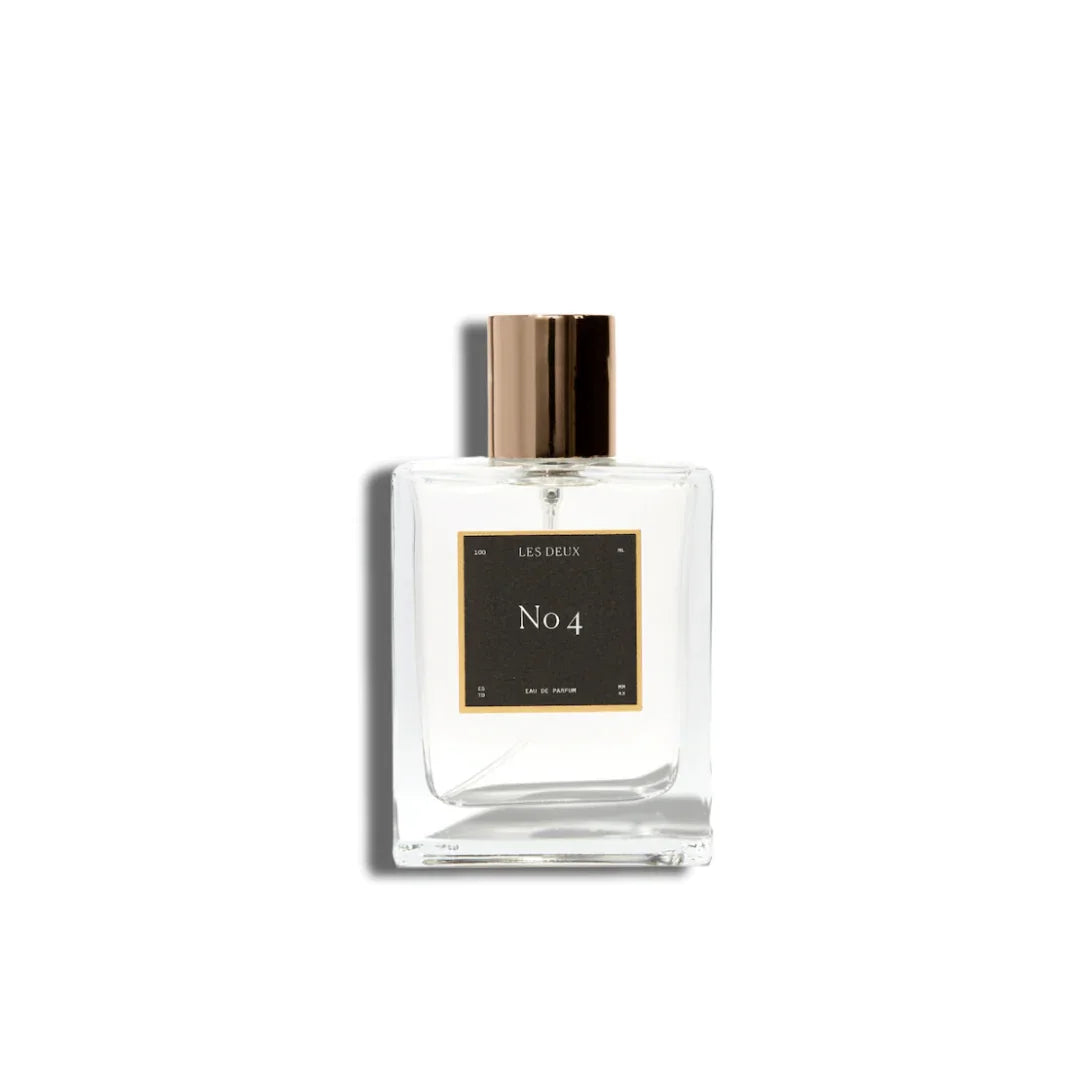 Perfume bottle labeled 'No. 4' by Les Deux 