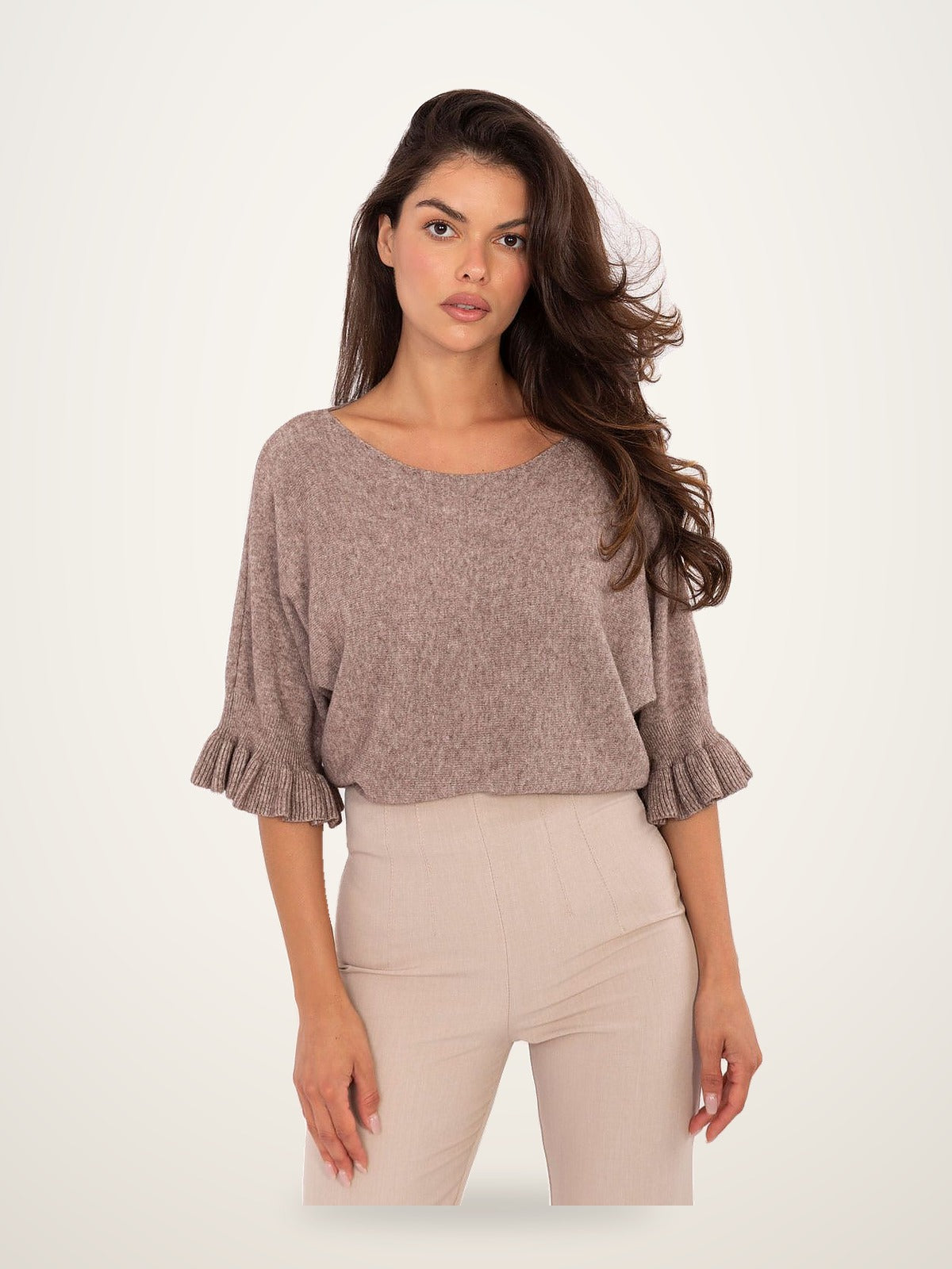 Ruffle Sleeve Knit Sweater