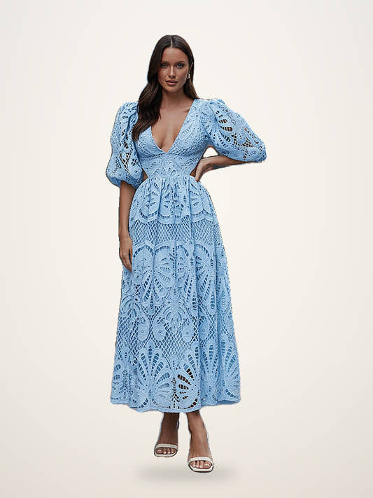 Embroidered Lace Dress White Eyelet