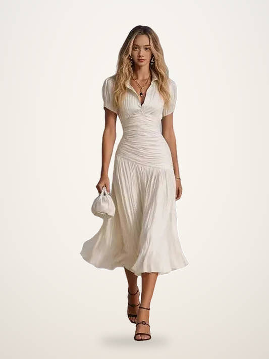 Striped Pleated Shirt Dress