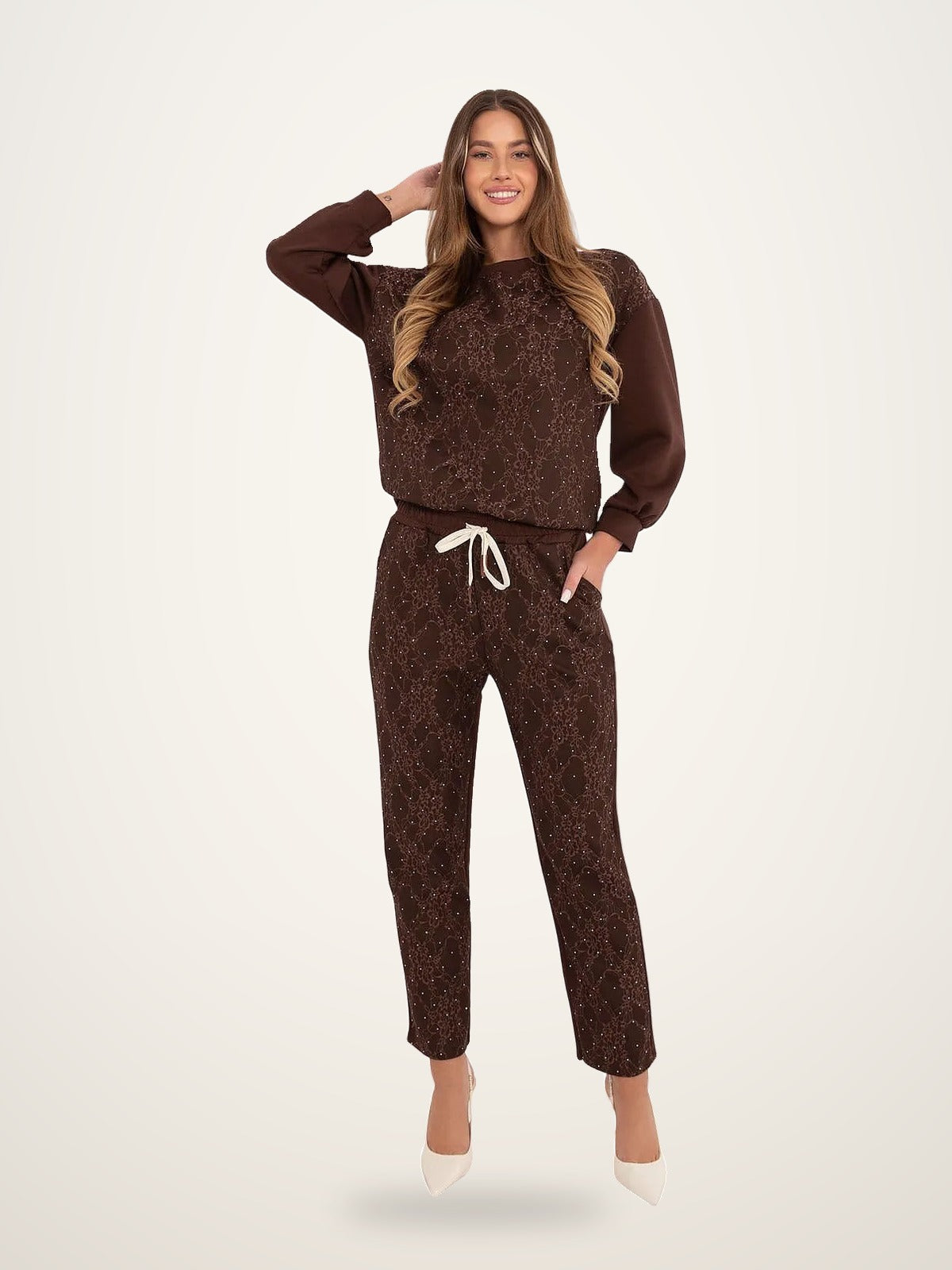 Lace Embellished Hoodie and Tracksuit Set – photo 2