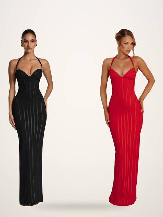 Corset Halter Fishtail Maxi Gown