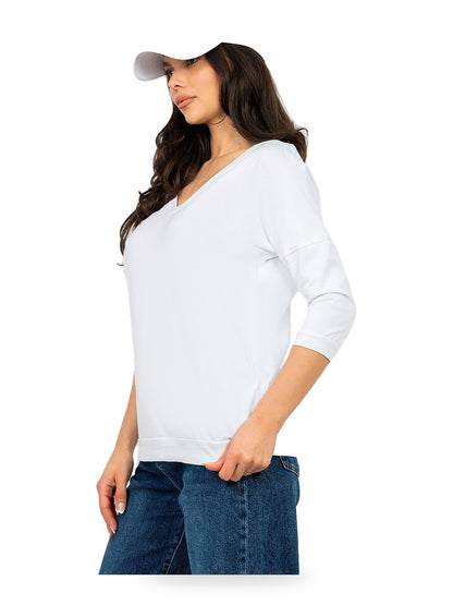 V-Neck Black & White Blouse