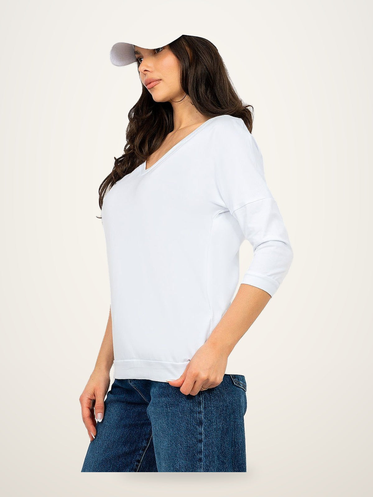 V-Neck Black & White Blouse