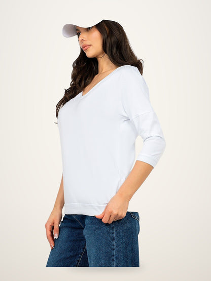 V-Neck Black & White Blouse