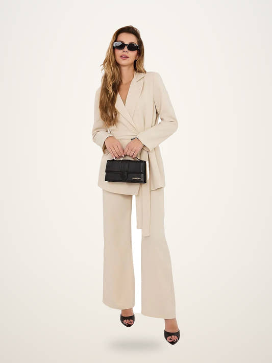 Tailored Blazer and Wide-Leg Pantsuit Set