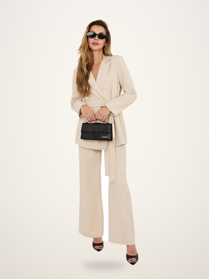 Tailored Blazer and Wide-Leg Pantsuit Set