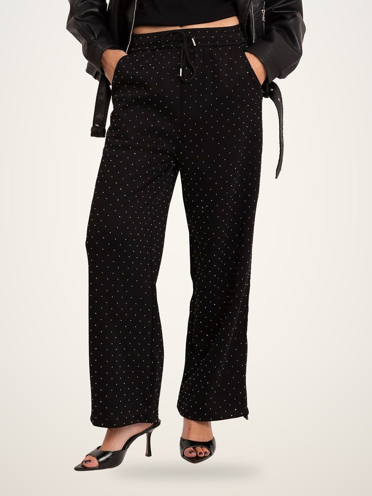 Rhinestone Wide-Leg Sweatpants
