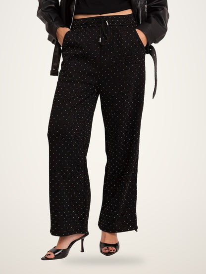 Rhinestone Wide-Leg Sweatpants