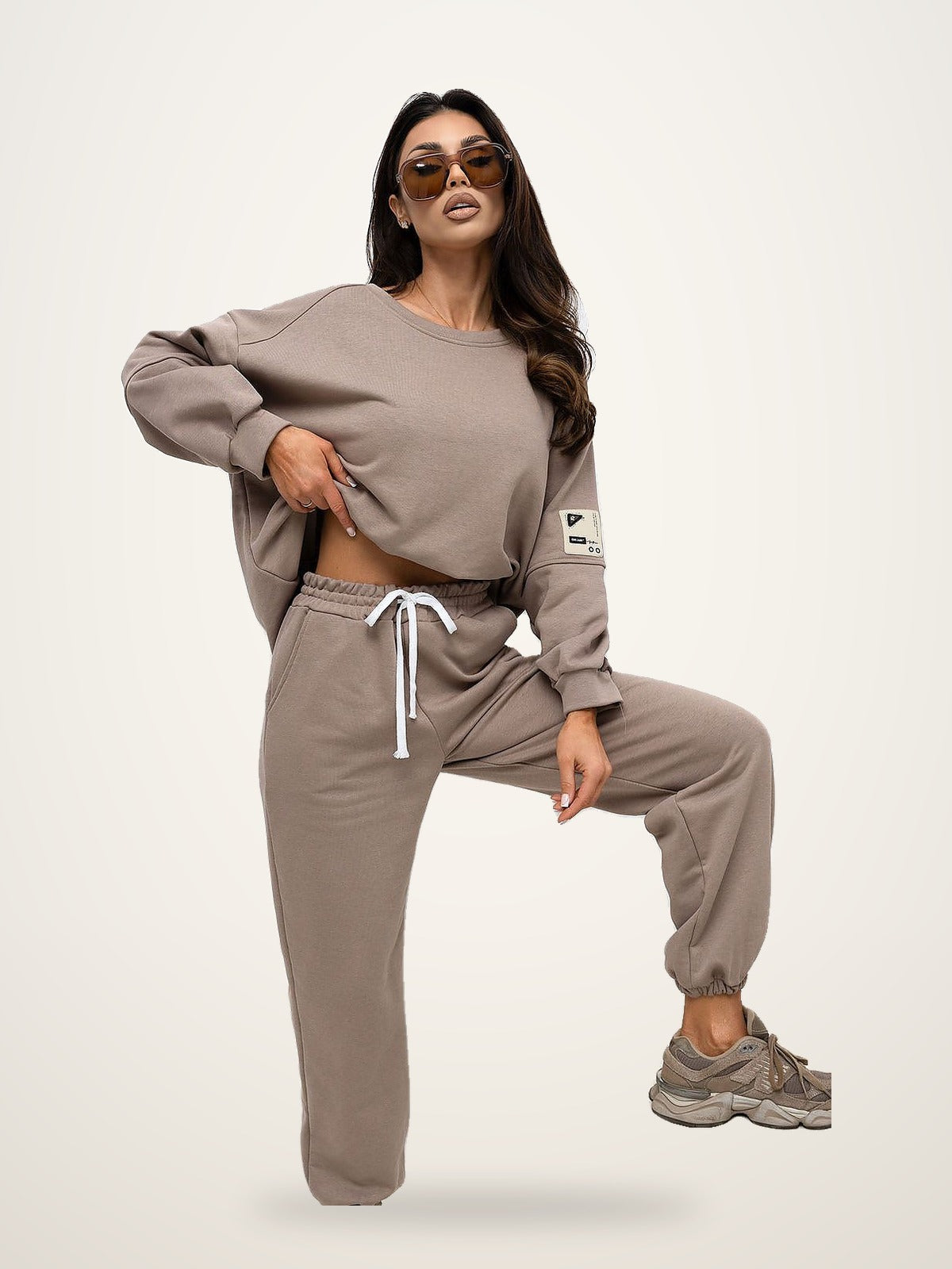 Oversized Hoodie & Jogger Set – Beige – photo 2