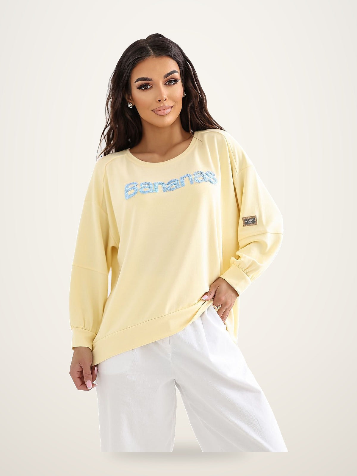 Embroidered Oversized Sweatshirt – Yellow