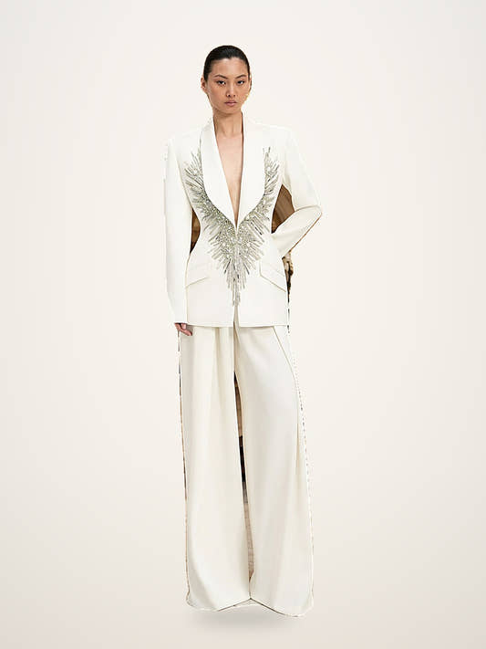 Crystal Shawl-Collar Blazer Suit