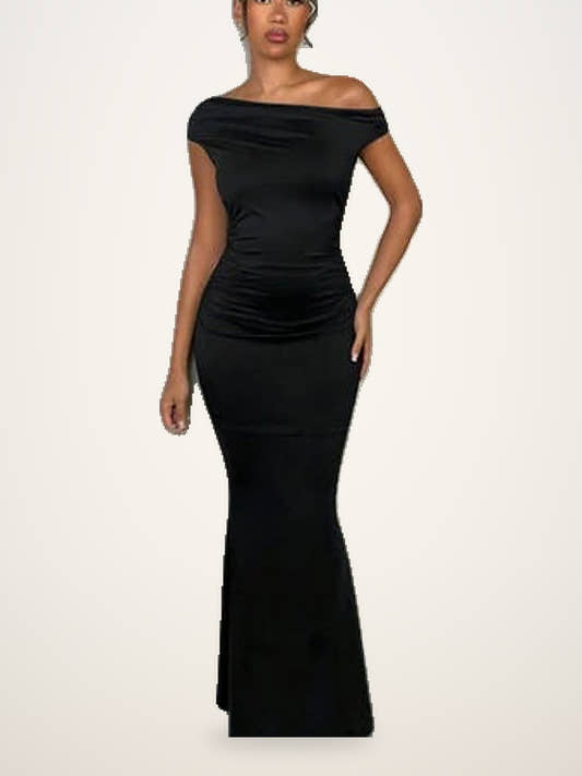 Off-Shoulder Ruched Mermaid Maxi Dress