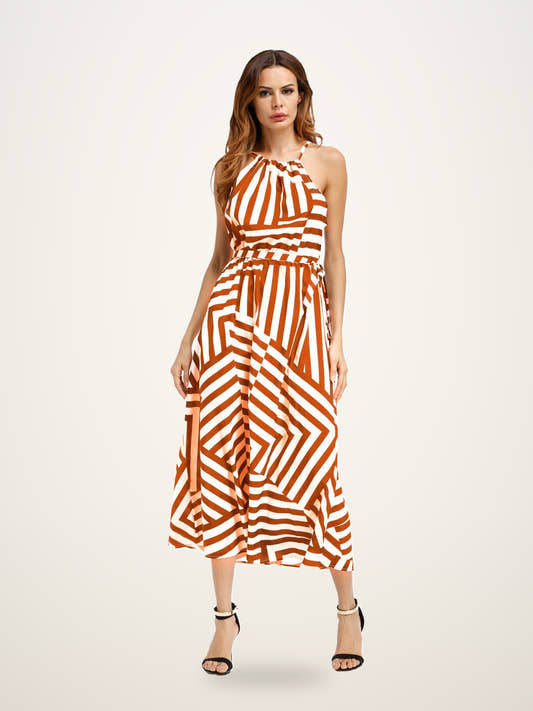 Printed Flowy Sling Maxi Dress