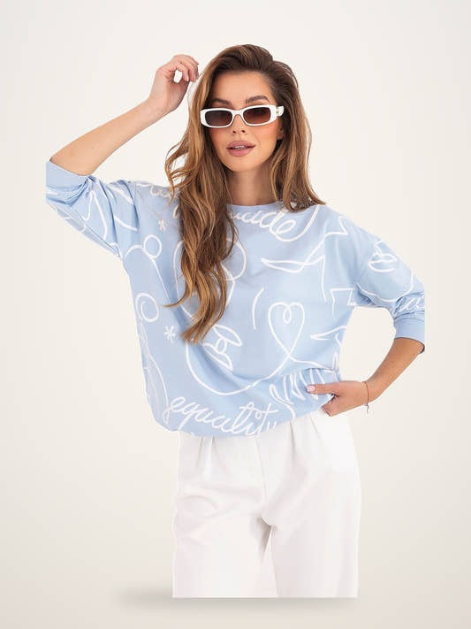 Printed Three-Quarter Sleeve Blouse
