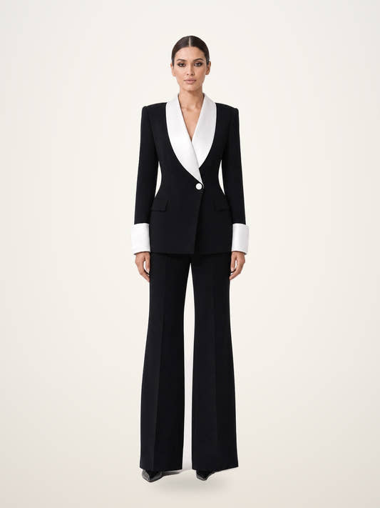 Black Satin Lapel Tuxedo Suit